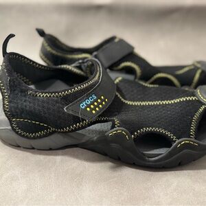 Crocs Men’s Swiftwater Black Sport Sandals Adjustable Strap Size 11